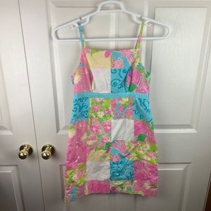 Lilly Pulitzer Patchwork Sleeveless Lined Dress Fish Dragonfly Size 6